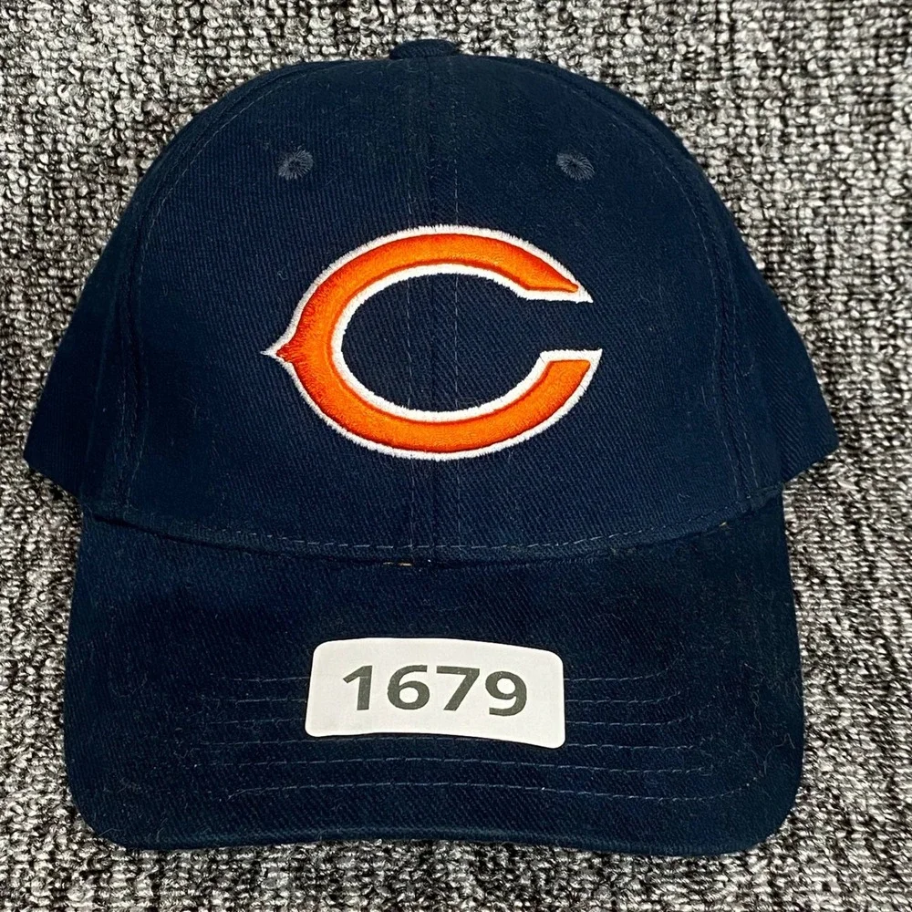 NFL Chicago Bears Hat Mens OSFA Navy Blue Embroidered‎ Logo Adjustable Cap